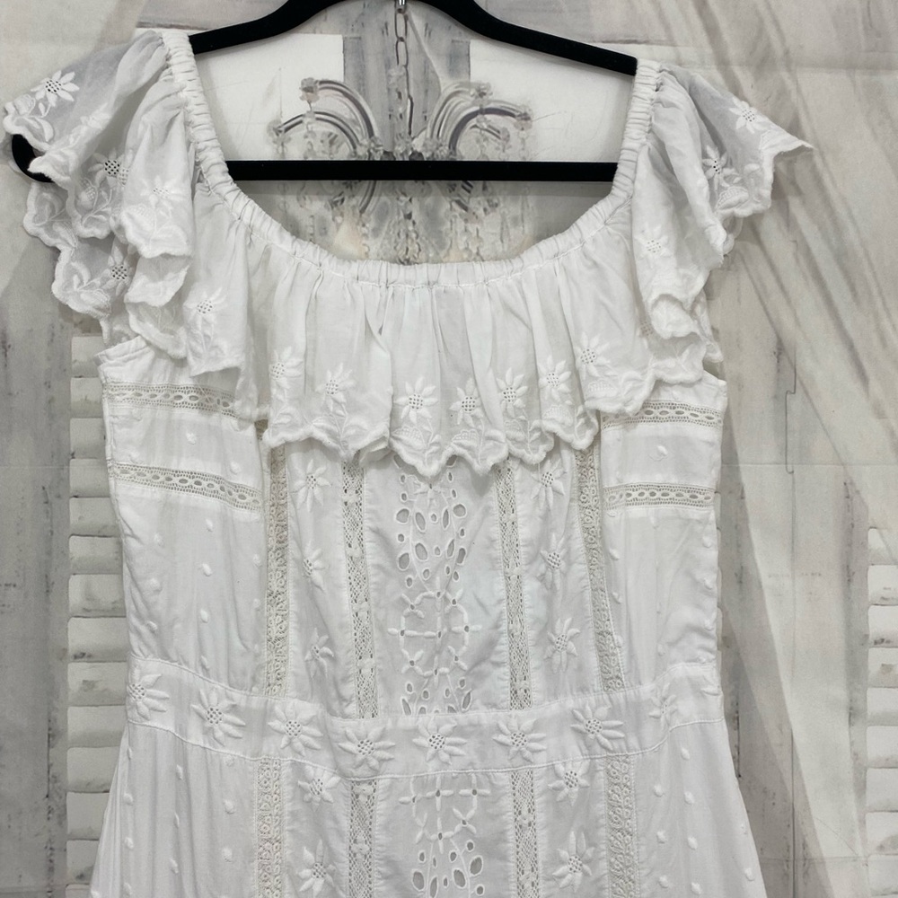 Lauren Ralph Lauren Size 12 Eyelet Off-the-Shoulder Maxi Dress 100% Cotton NWOT - Picture 5 of 13